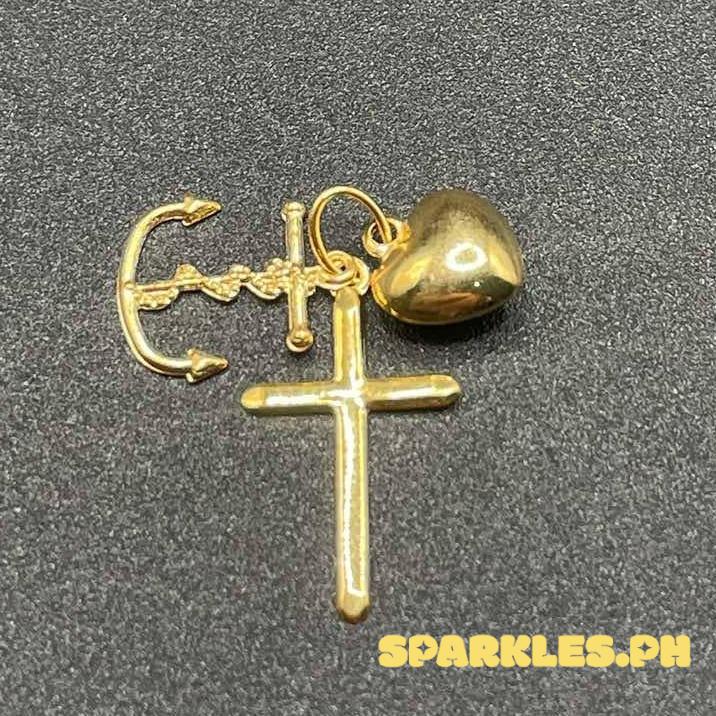 18k Saudi Gold Cross Anchor Heart Solid Pawnable - SKU-P6CRTV6J