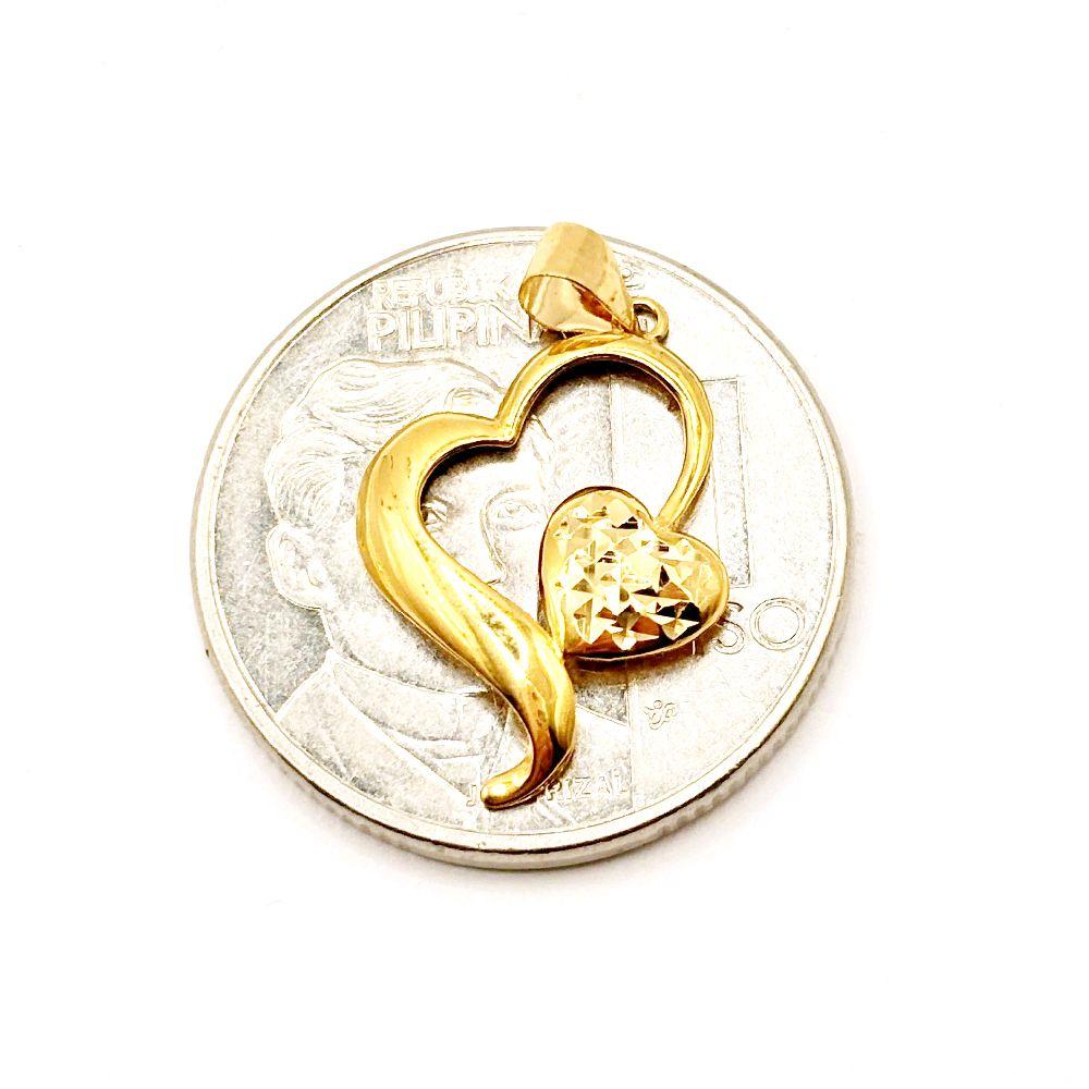 18k Saudi Gold Diacut Curved Heart - SKU-5PEX4Y18