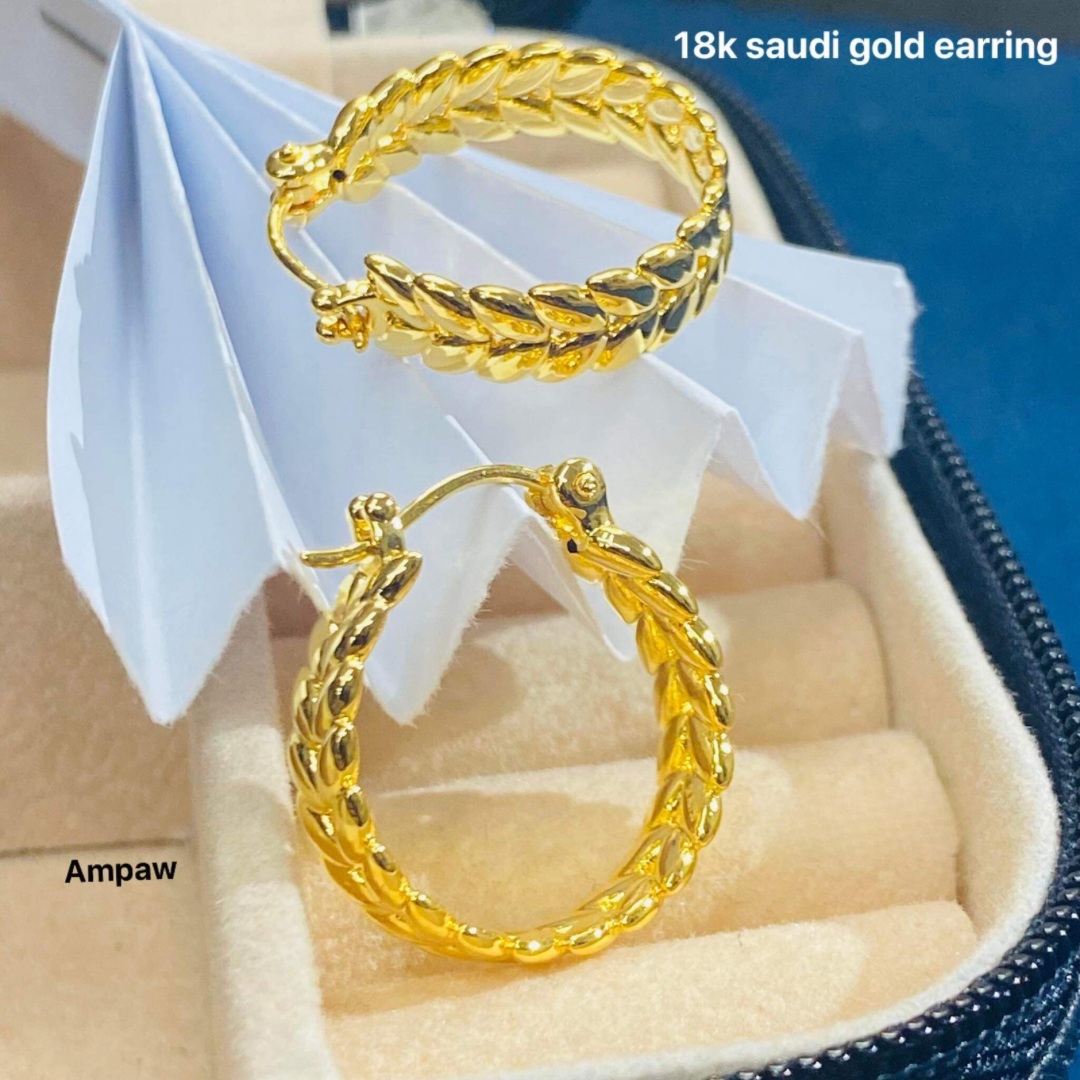 Gold Palay Earrings Ampaw 18k Saudi Gold