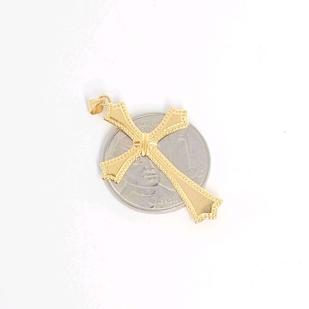 18k Saudi Gold Sword Cross Pendant - SKU-0F2OVRXF