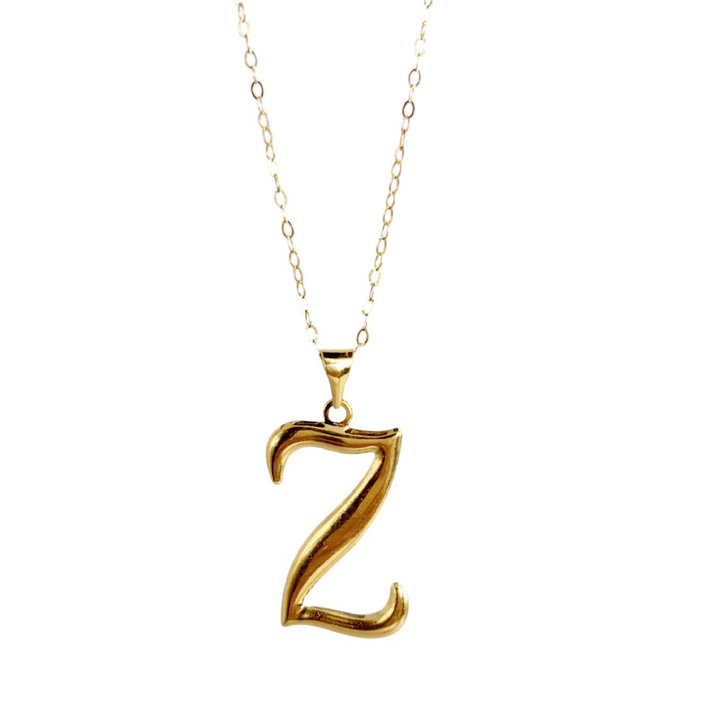 18k Saudi Gold Set Letter Pendant Style + Tauco Chain lv1