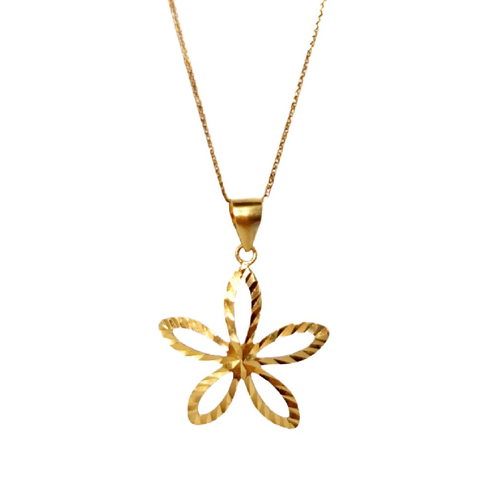 18k Saudi Gold Set Star Petal + Foxtail Chain 18"