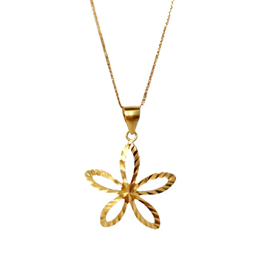 18k Saudi Gold Set Star Petal + Foxtail Chain 18"