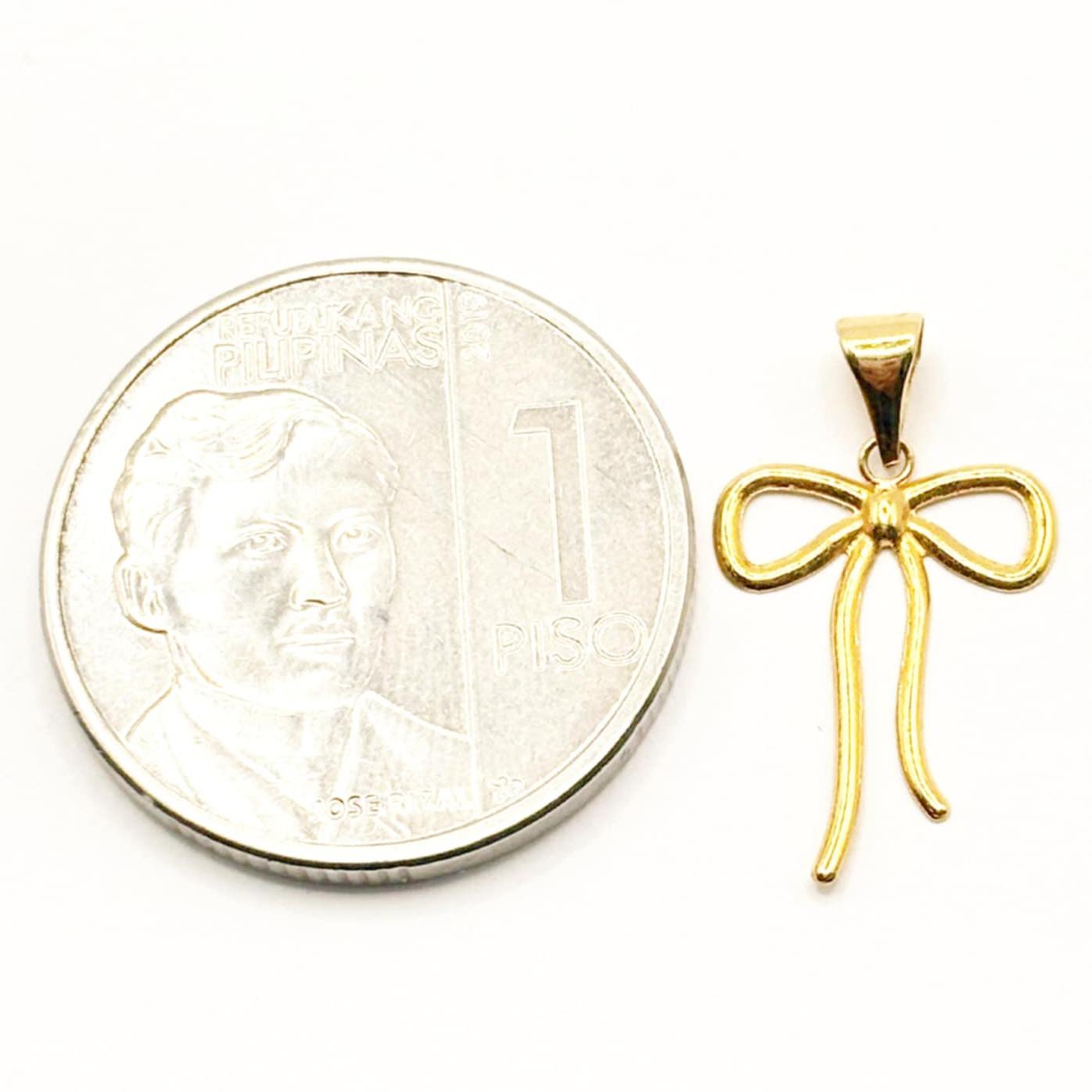 18k Saudi Gold Ribbon Style Open Back Solid Pendant - SKU-YLW3E8YB
