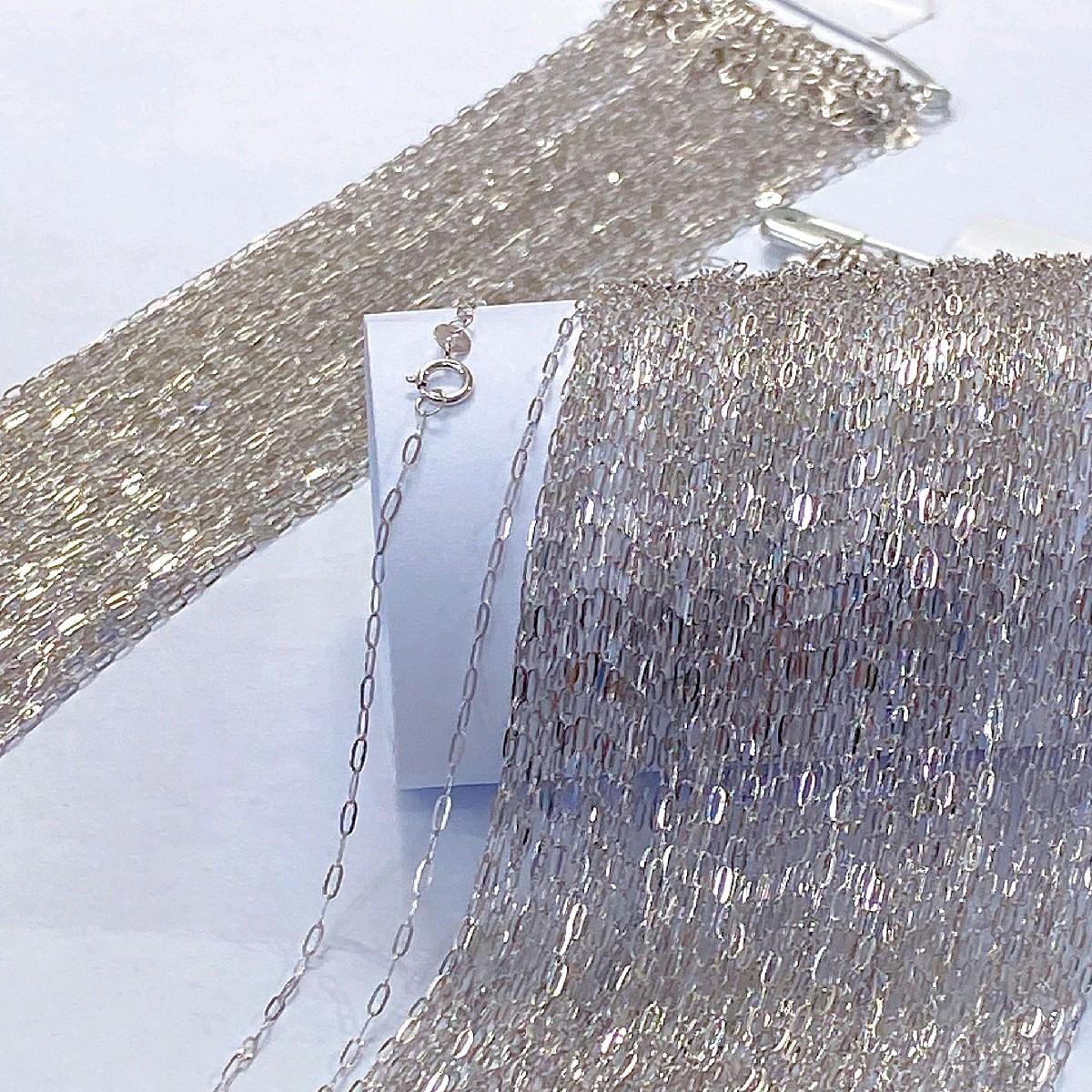 18k Micro Paperclip White Gold Saudi Gold Lightweight - SKU-6I89S4B8