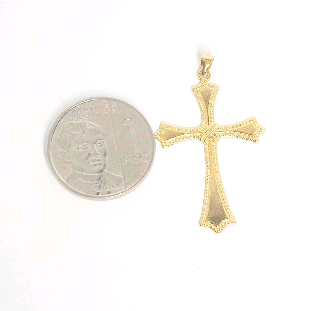 18k Saudi Gold Sword Cross Pendant - SKU-0F2OVRXF