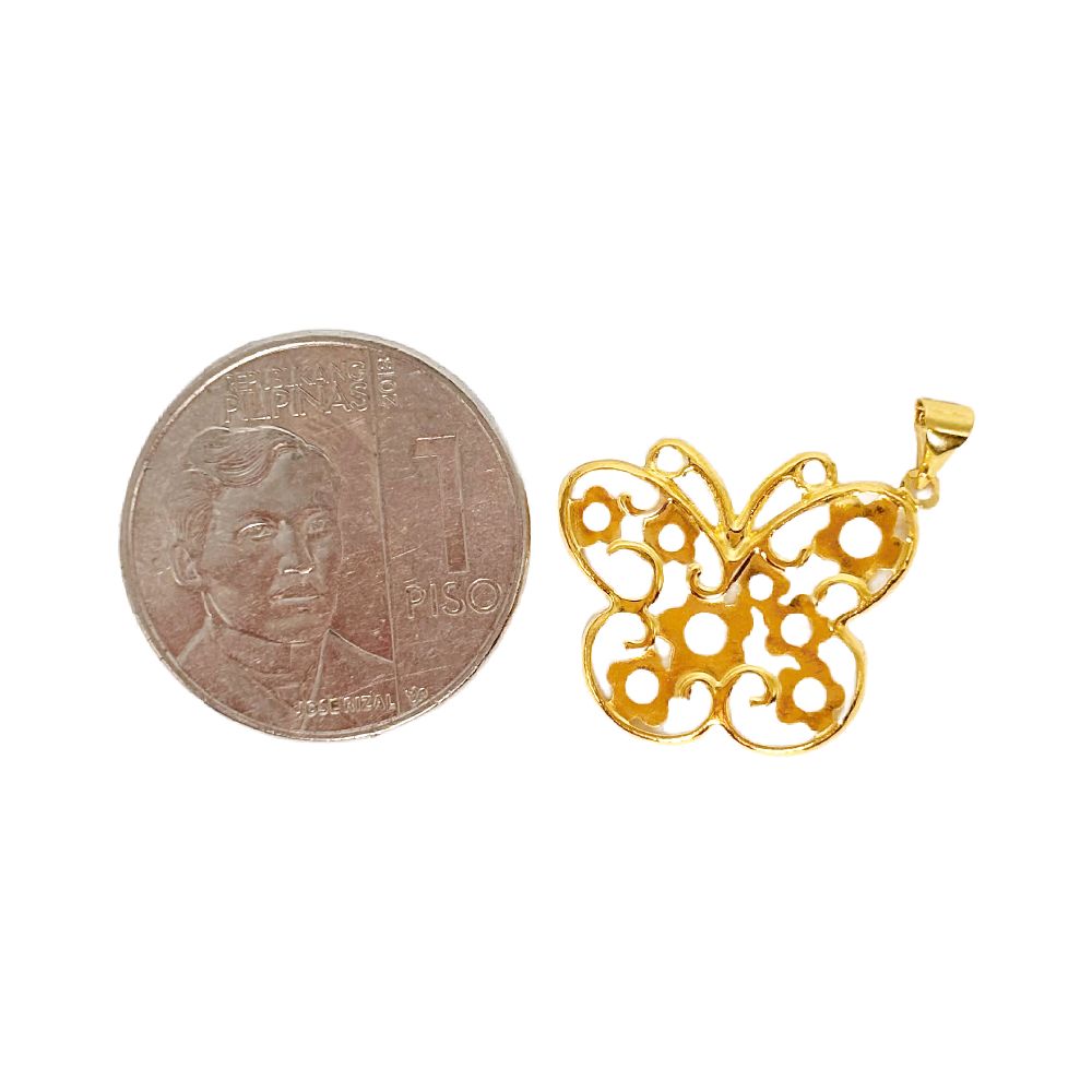 18k Saudi Gold Bloom Butterfly Pendant - SKU-4TF3UNY9
