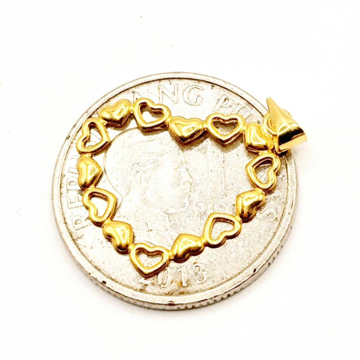 18k Saudi Gold Heart String Pendant - SKU-L10UHQ1D