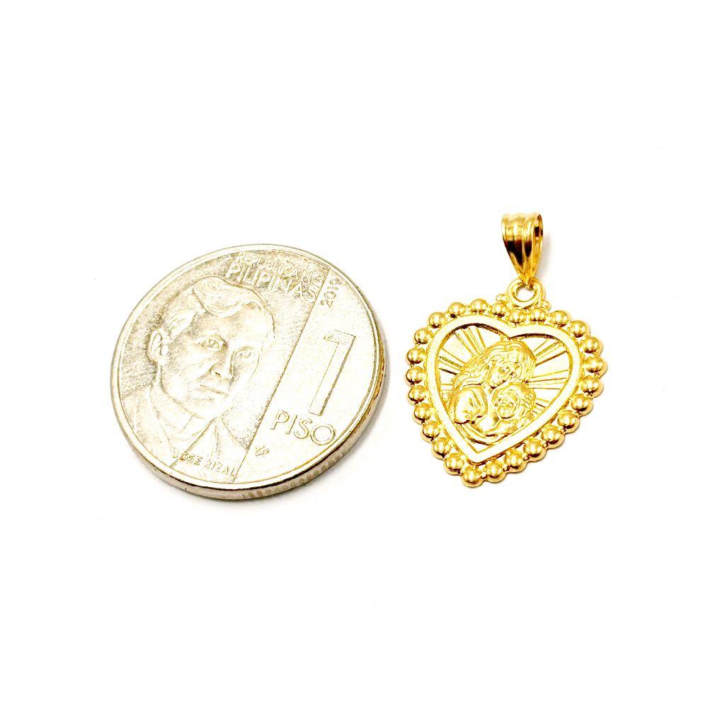 18k Saudi Gold Flower Heart Mary Pendant - SKU-ESRI5J4I