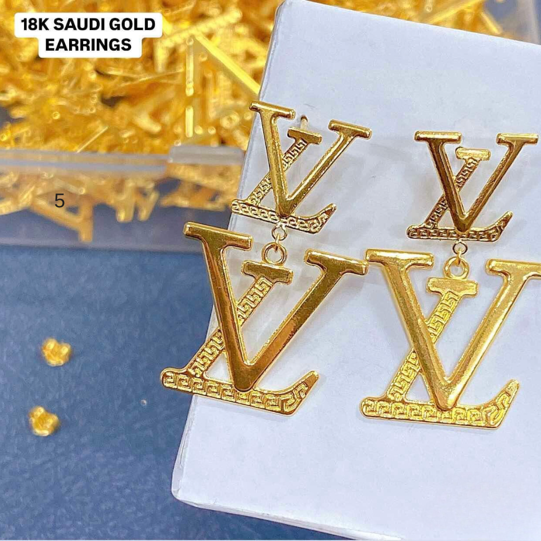 LV Earrings 18k Saudi Gold