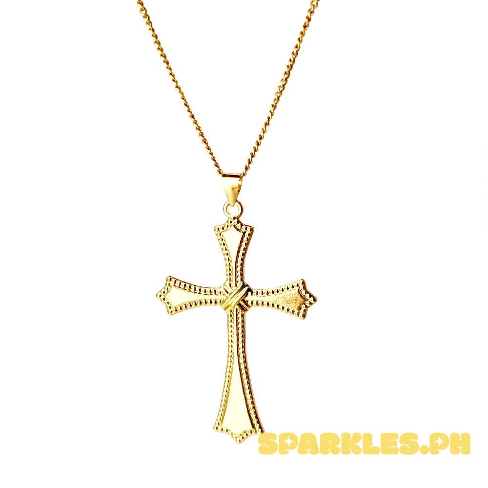 18k Saudi Gold Set Sword Cross + Cadena Chain 22"