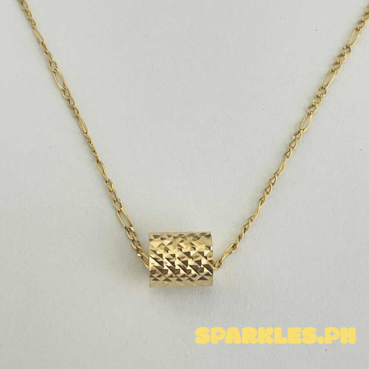 18k Saudi Gold SET Daicut Barrel + Figaru Chain 16"