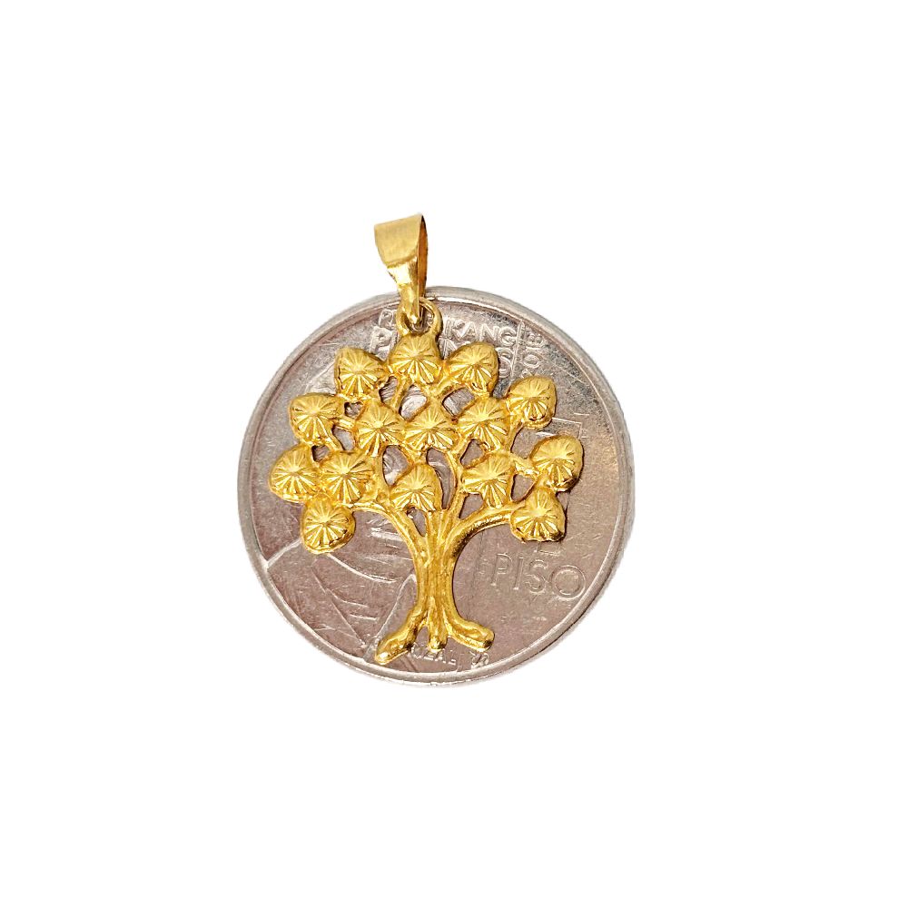 18k Saudi Gold Solid Money Tree Pendant - SKU-G2USAZIB