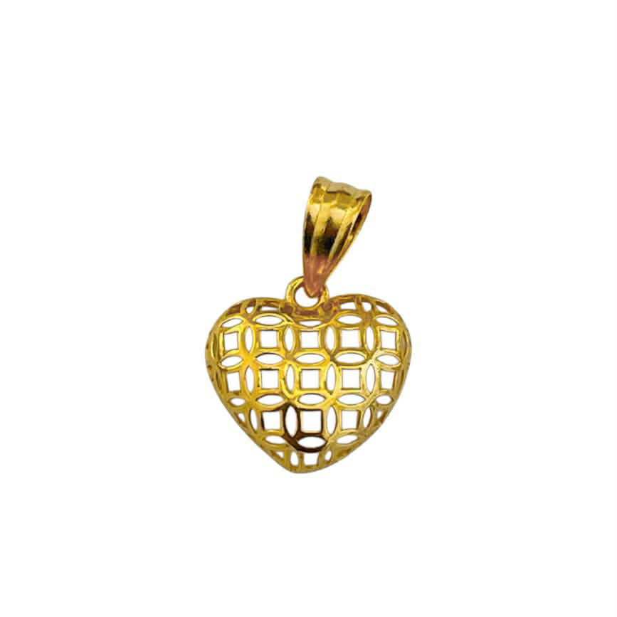 18k Saudi Gold Money Catcher Heart Pendant - SKU-WWF7IJZS