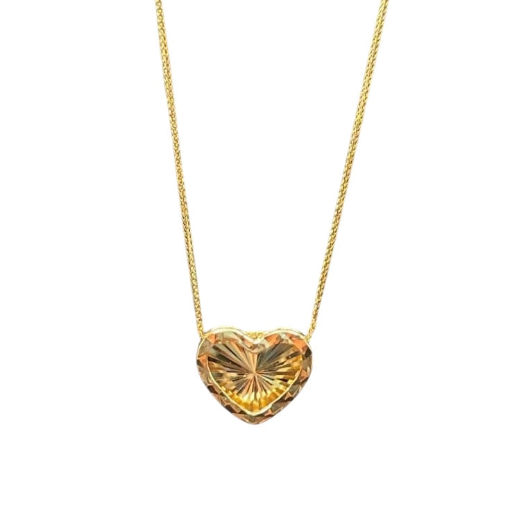 18k Saudi Gold Heart Necklace - SKU-ICELOANT