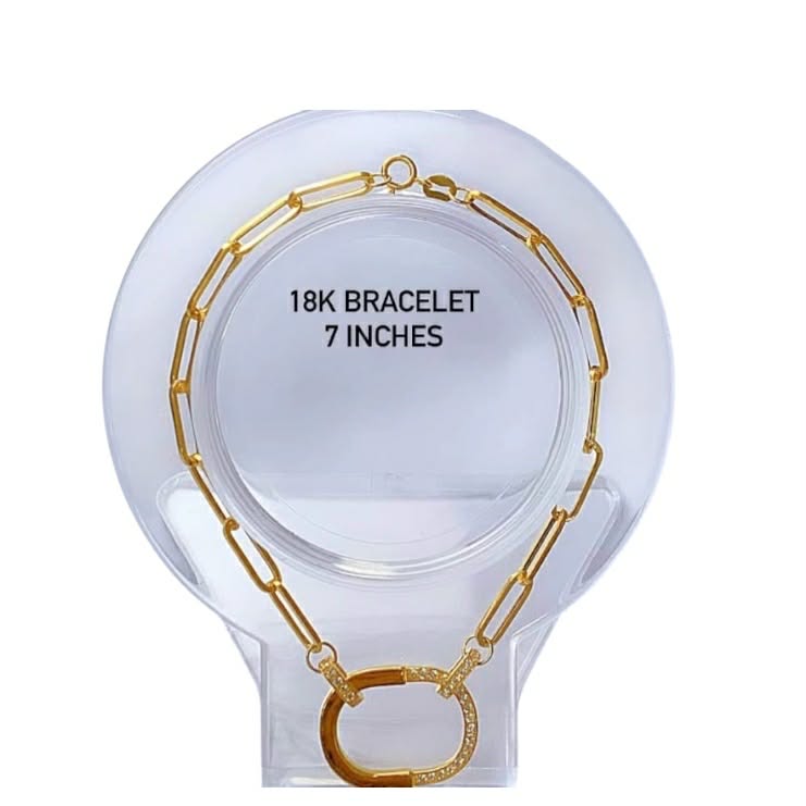 18k Saudi Gold Makapal Paperclip Bracelet 7"