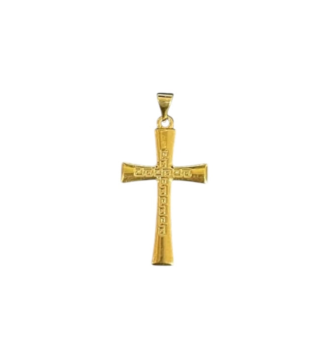 18k Saudi Gold Fenfen Cross Pendant - SKU-SI25DHMR