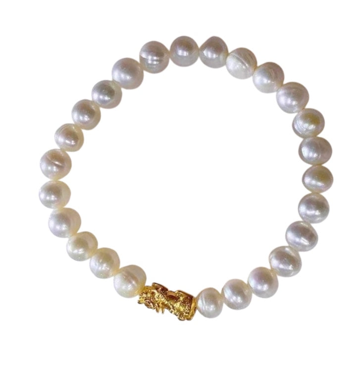 NOT PAWNABLE - 18k Saudi Gold Pearl Piyao Bracelet w/o Extender