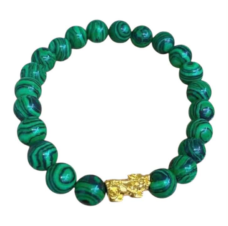 NOT PAWNABLE - 18k Saudi Gold Green Mantra Piyao Bracelet