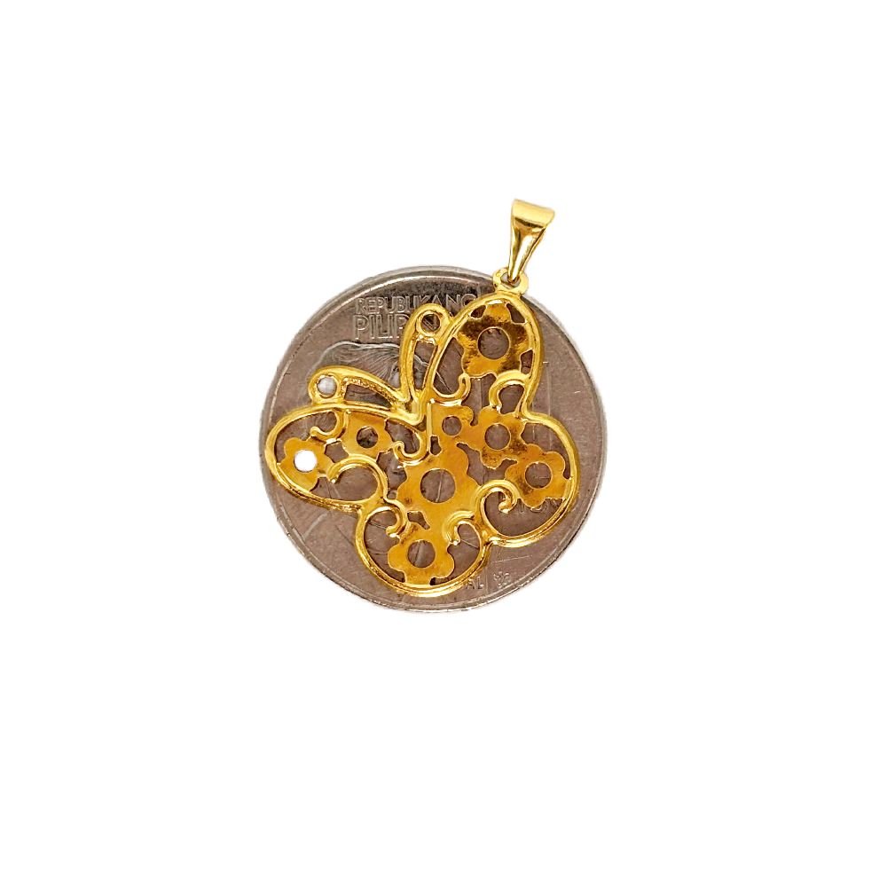 18k Saudi Gold Bloom Butterfly Pendant - SKU-4TF3UNY9