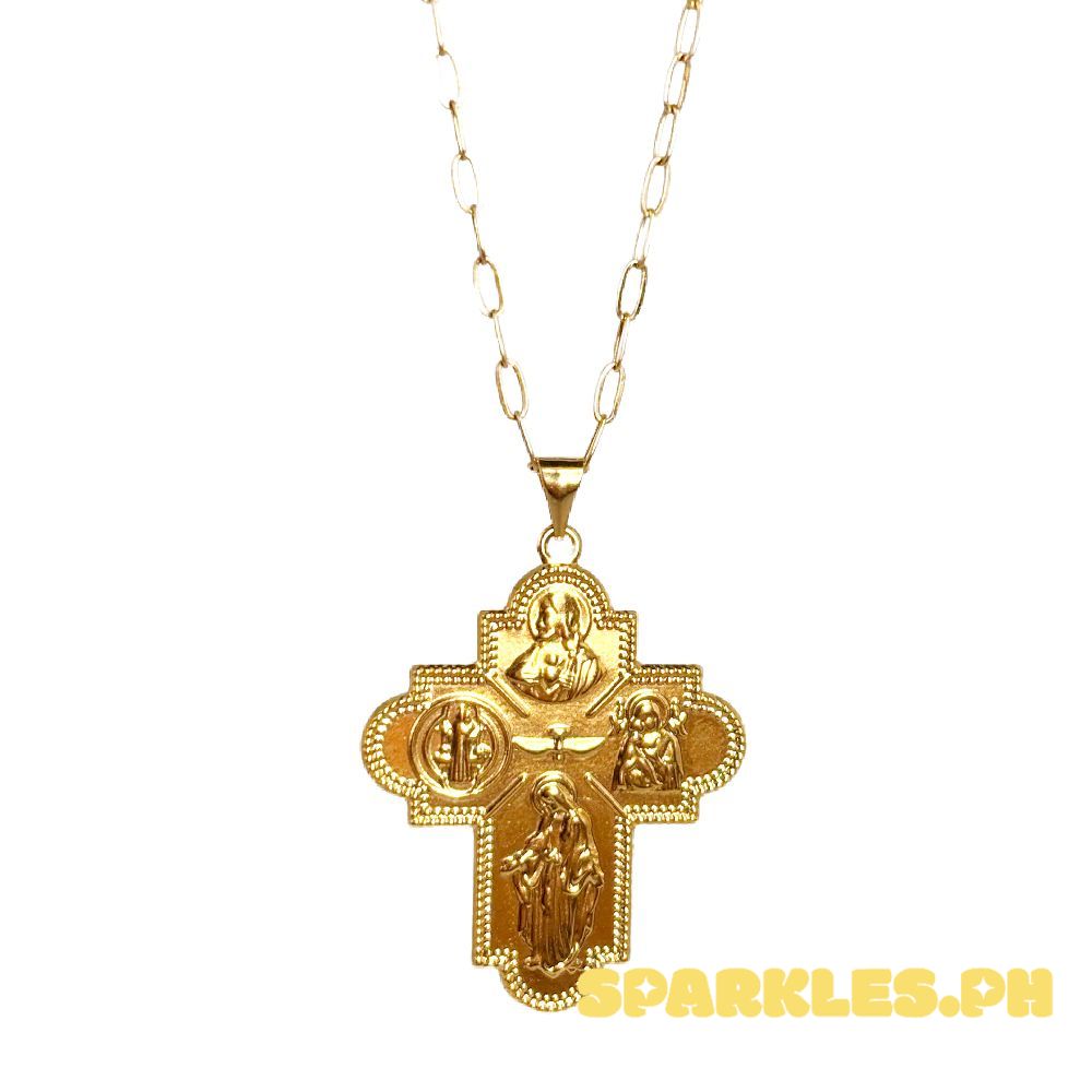 18k Saudi Gold Set 4 Image Cross + Micro Paperclip Makapal 22