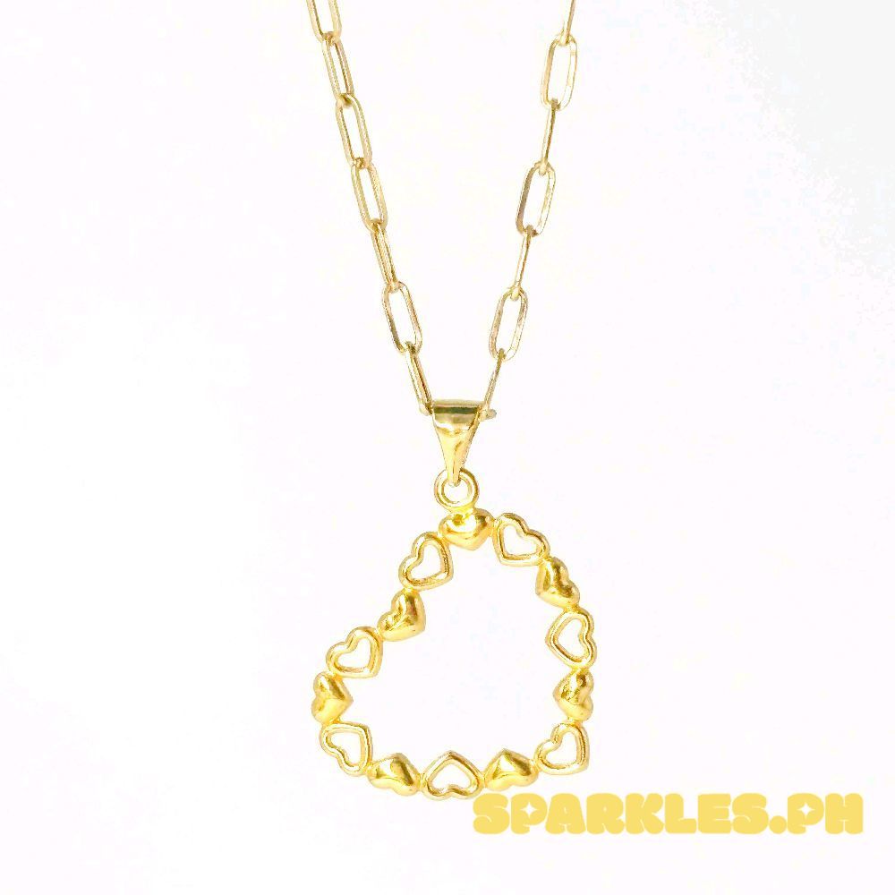 18k Saudi Gold Set HeartString+ Micro Paperclip Makapal 22"