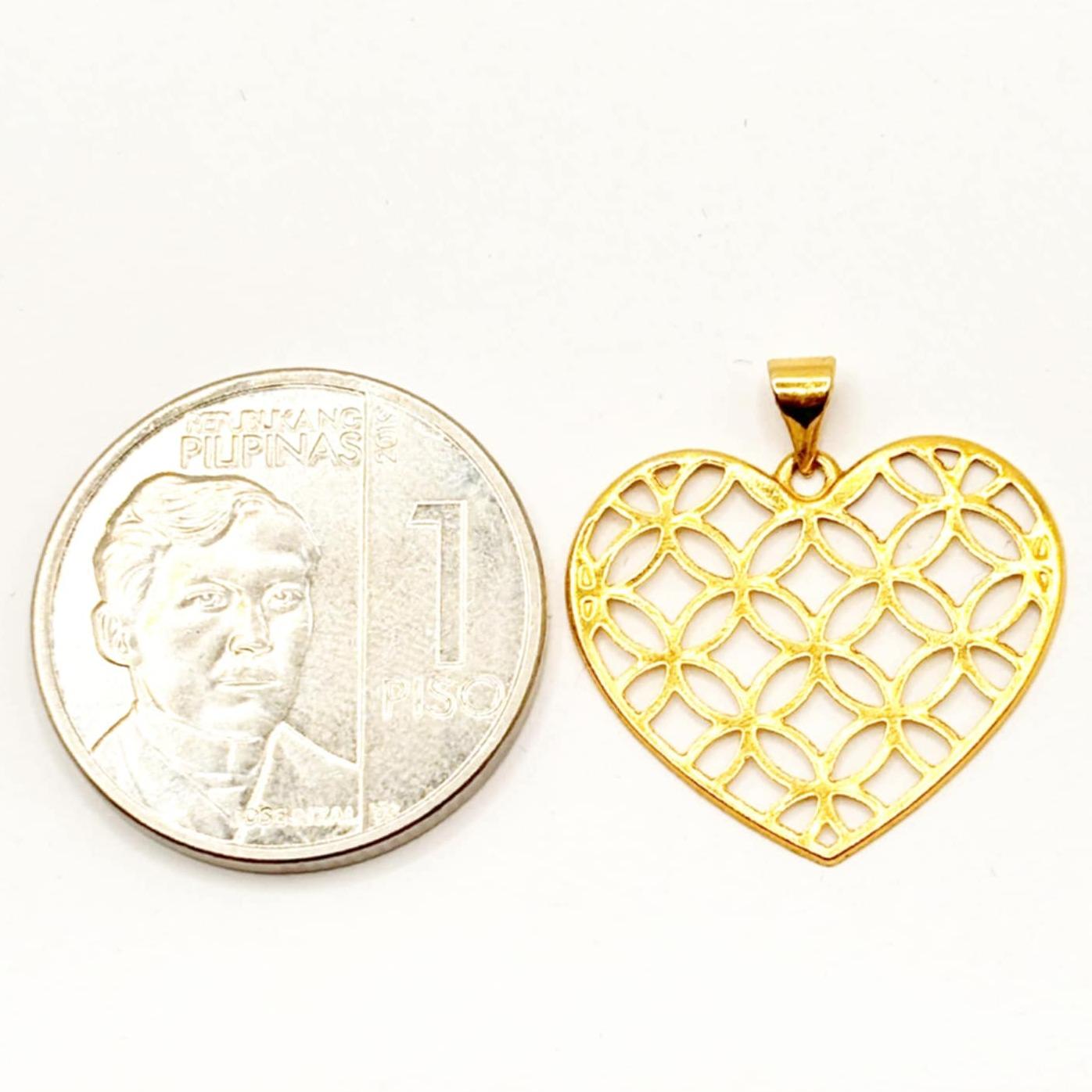 18k Saudi Gold Flat Money Catcher Heart Pendant - SKU-KJY9ZRW5