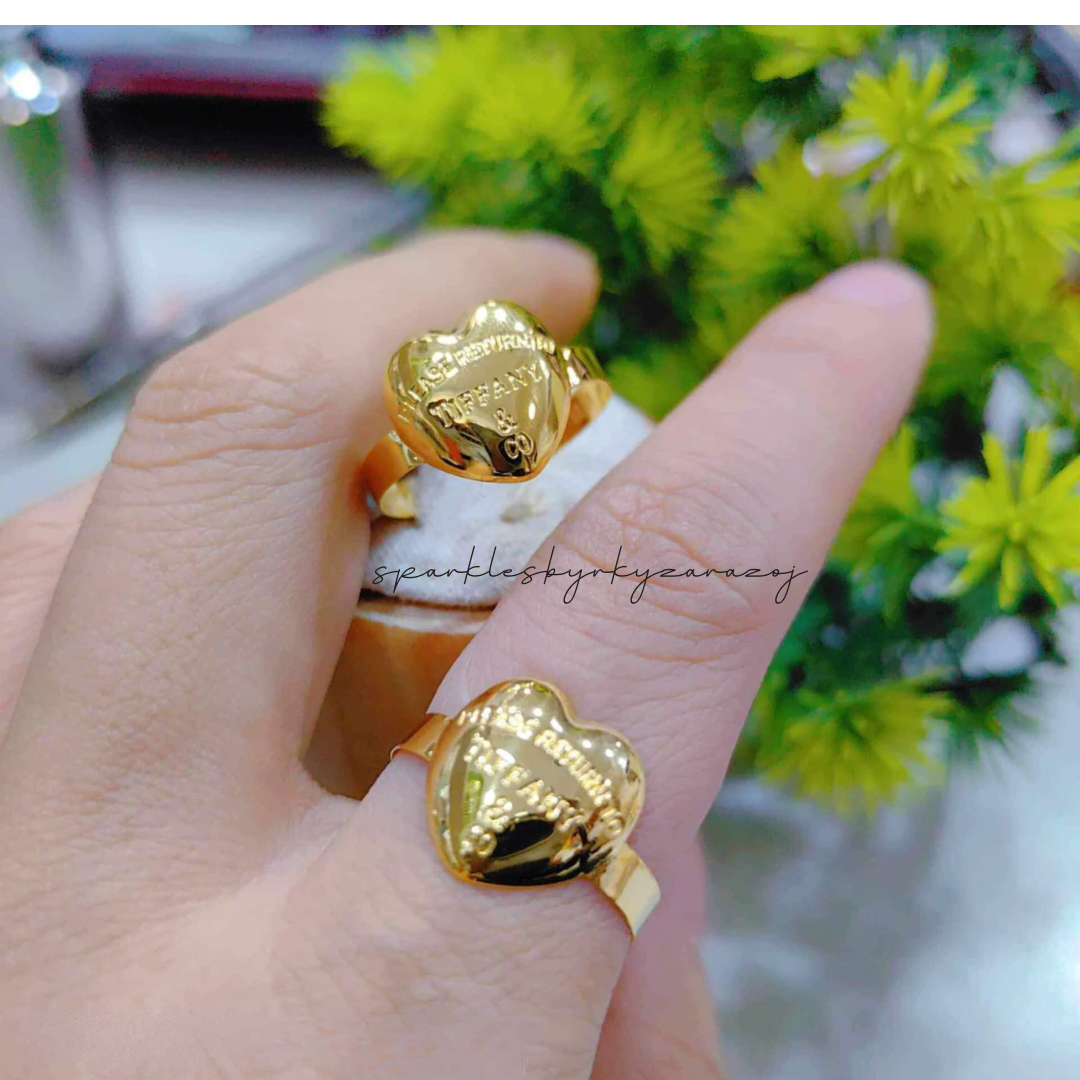 Tco Heart Ring Solid 18k Saudi Gold