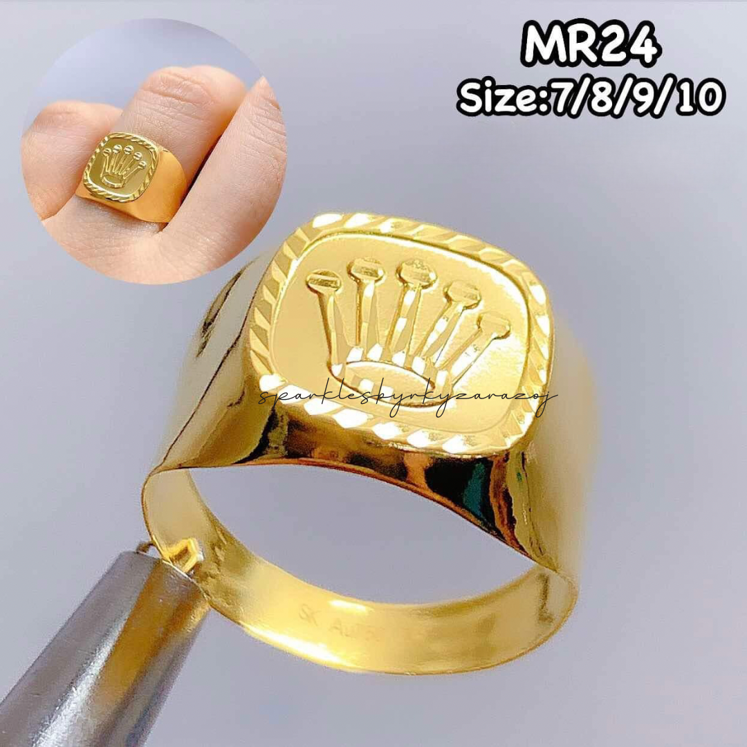Plain Crown Men Rings 18k Saudi Gold - Main Image