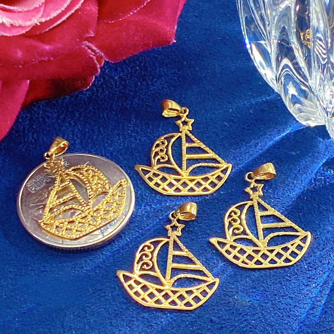 Sail Boat Sinag Pendant 18k Saudi Gold