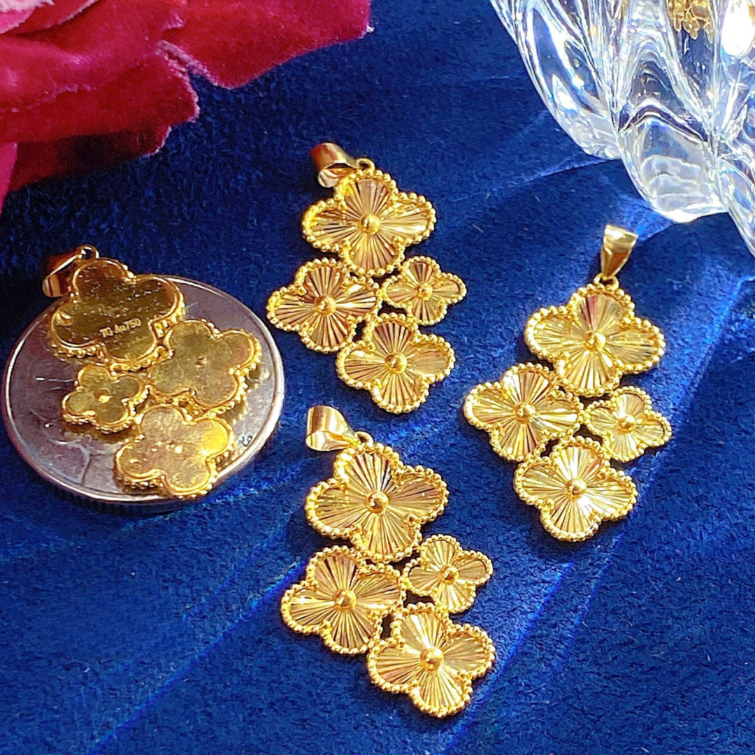 Clover Sinag Pendant 18k Saudi Gold