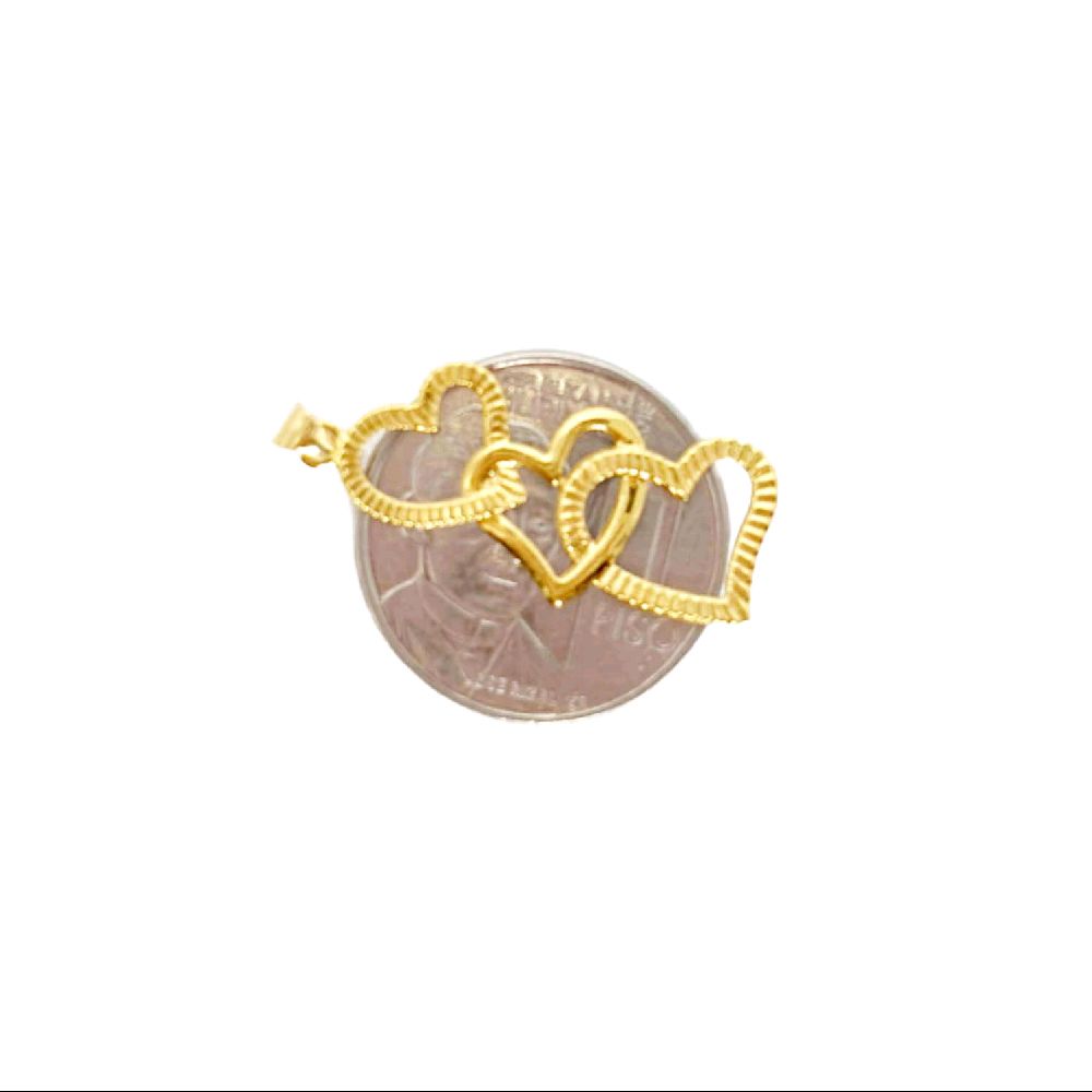18k Saudi Gold Triple Linked Heart - SKU-9T0MIXOZ