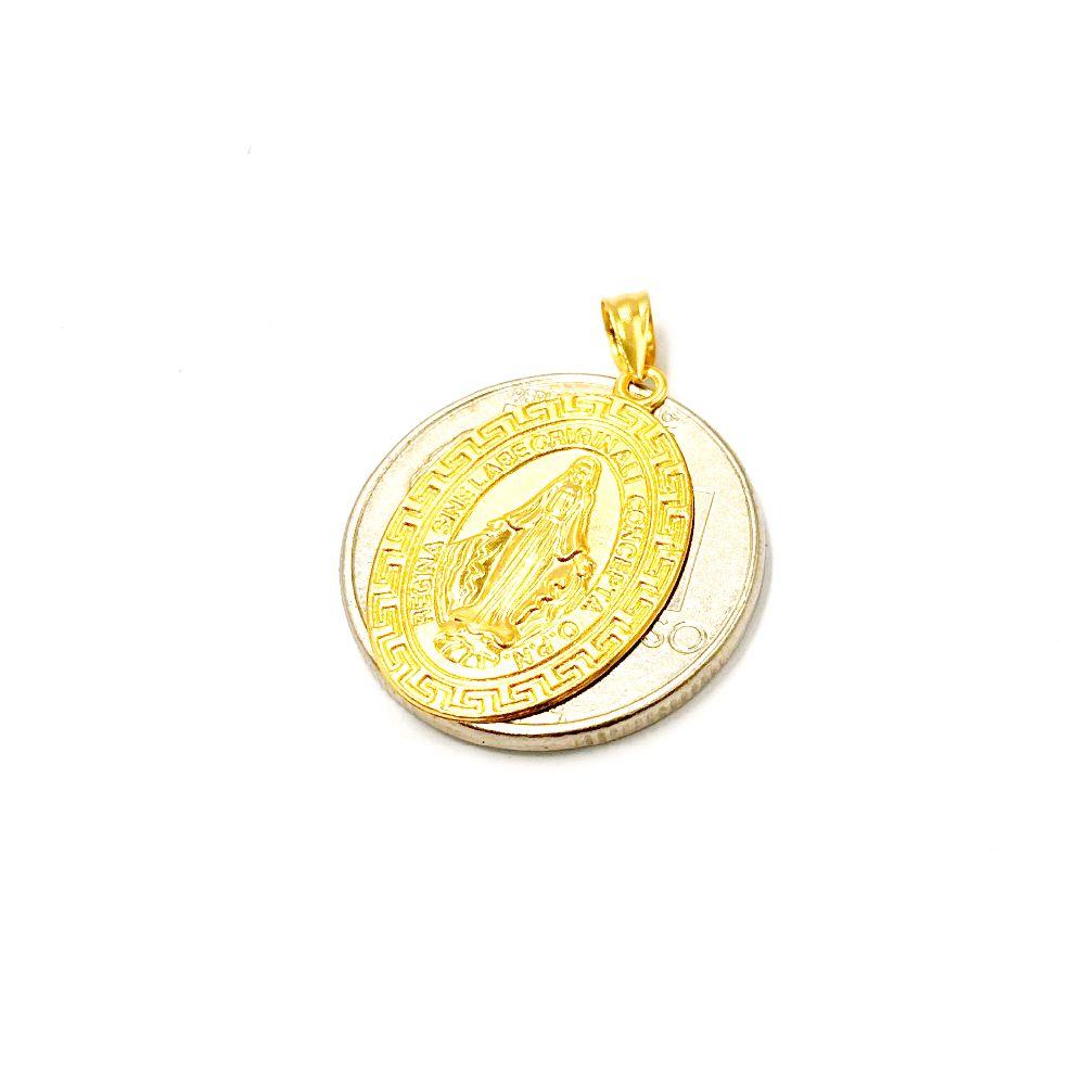 18k Saudi Gold Oval Virgin Mary Pendant - SKU-YTELOICL