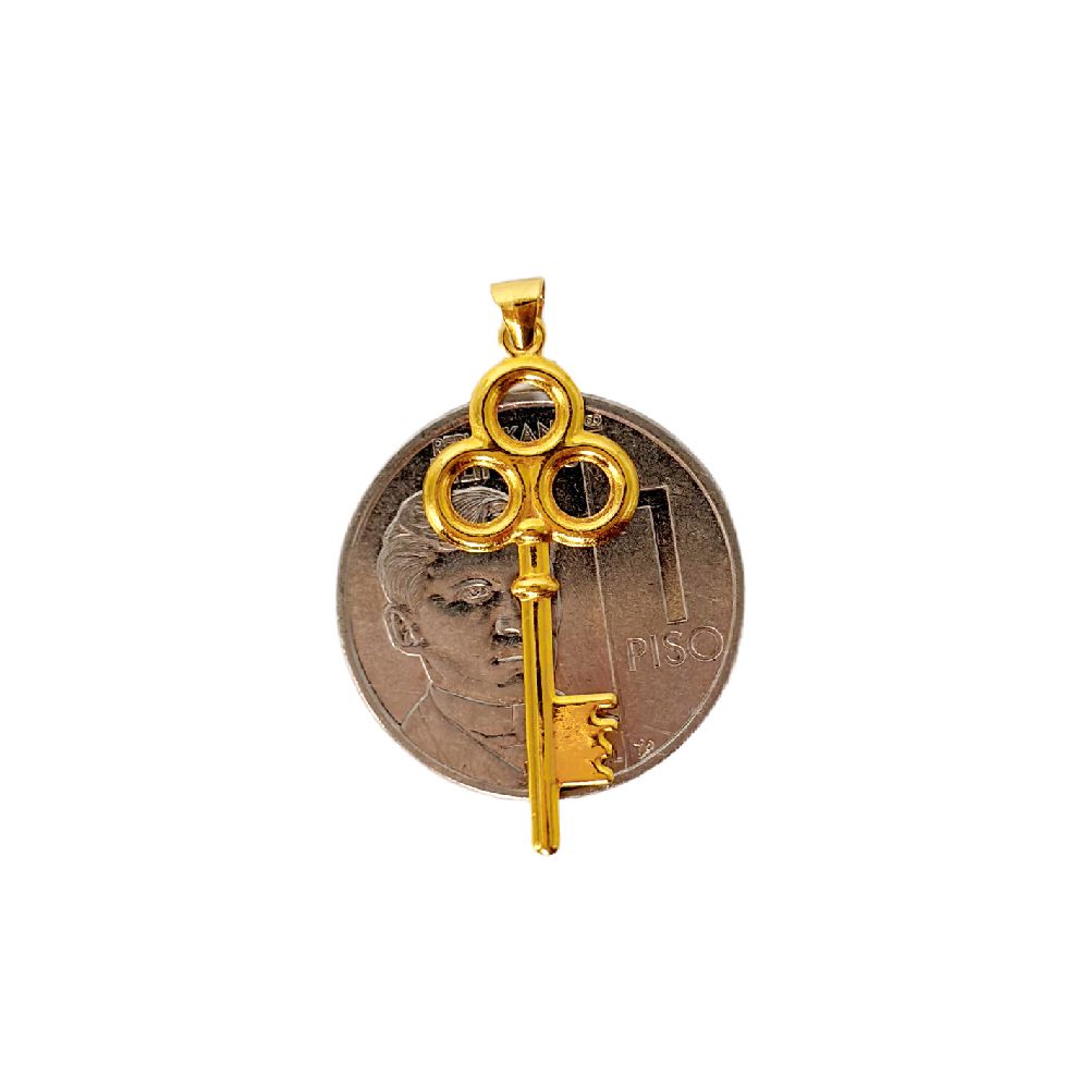 18k Saudi Gold Set Skeleton Key + Foxtail Chain 18"