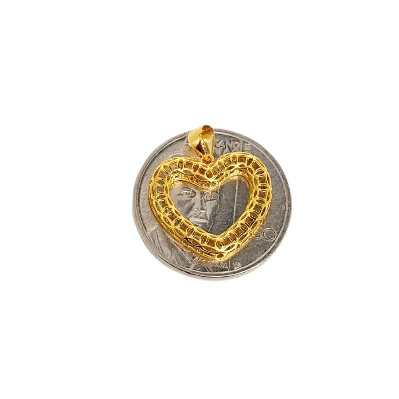 18k Saudi Gold Set Charmed Heart + Foxtail Chain 18”