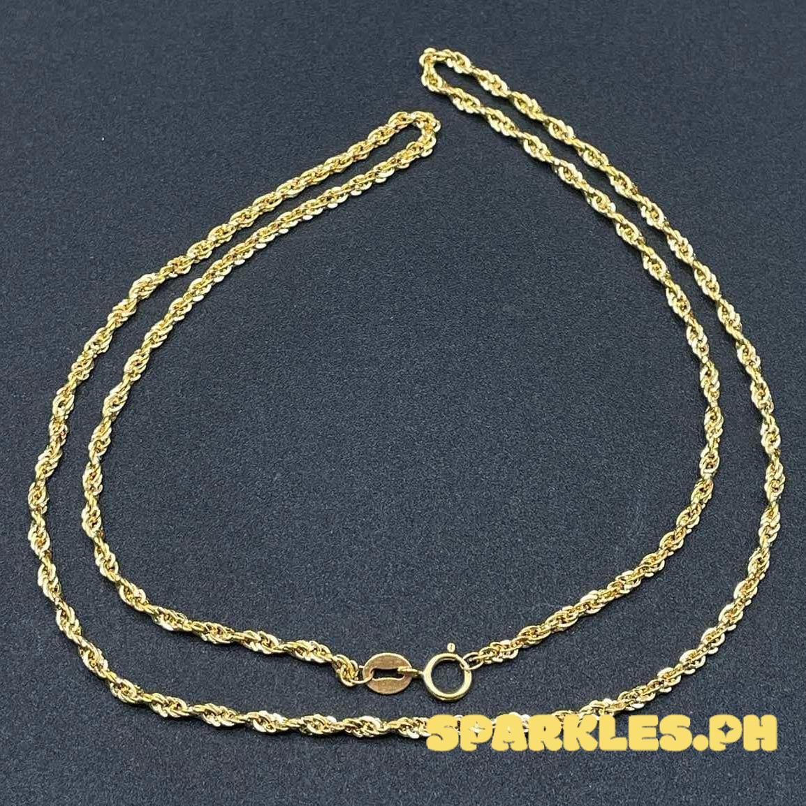 18k Saudi Gold Rope Chain Makapal Solid Pawnable 18'