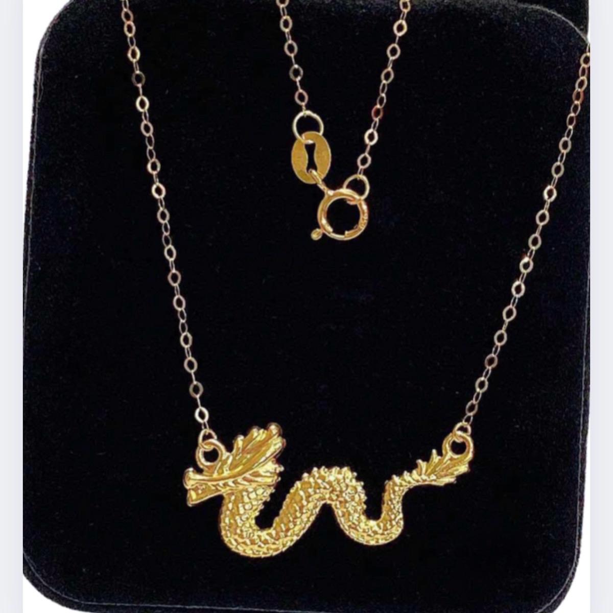 Dragon Centered Necklace 18k Saudi Gold Lightweight
