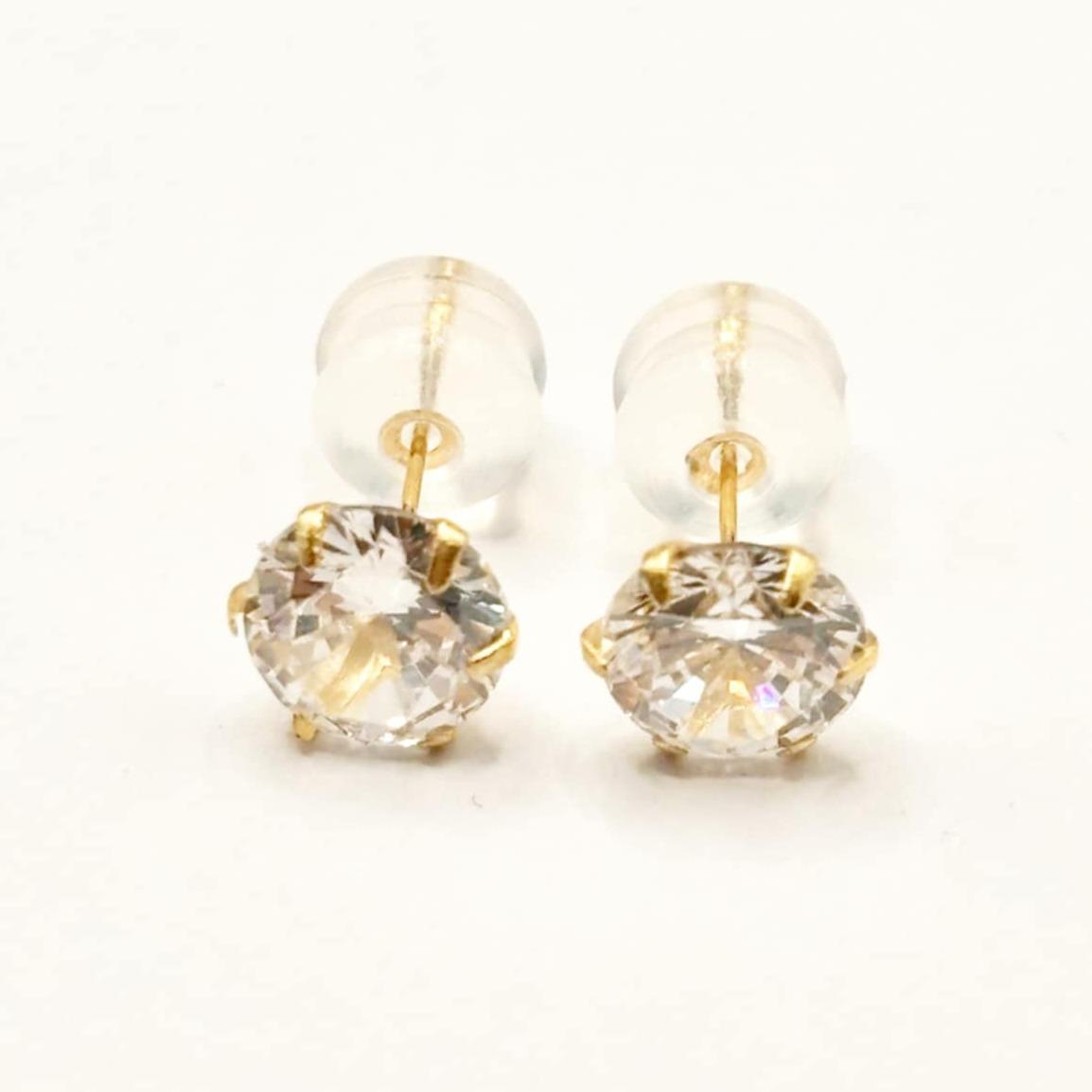18k Saudi Gold Moissanite Earring with Silicon Pakaw