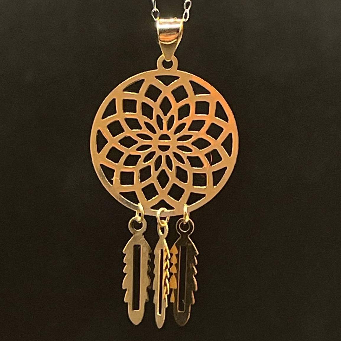 18k Saudi Gold Solid Dream Catcher Pendant - SKU-AR68MQB4