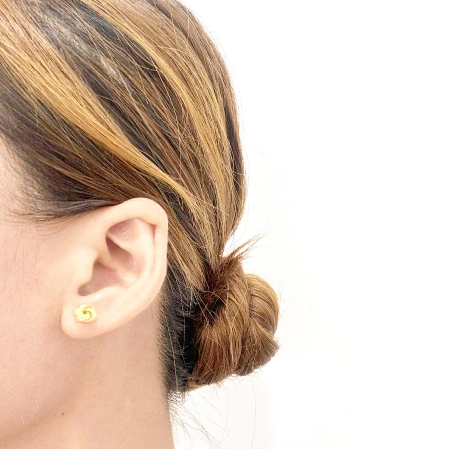 18k Saudi Gold Ensaimada Earring - SKU-DA8K6W34