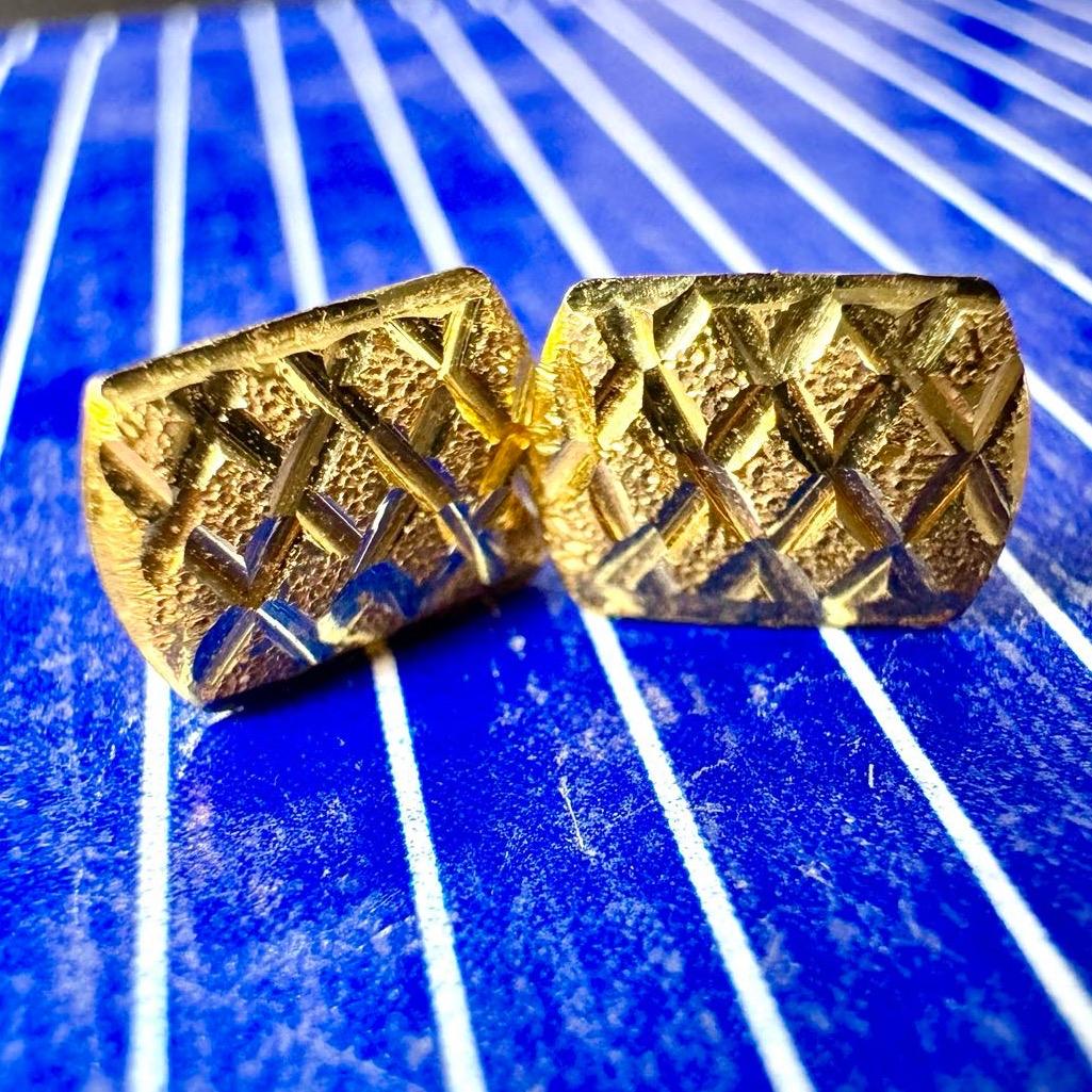 18k Square Diacut Earrings Saudi Gold Pawnable