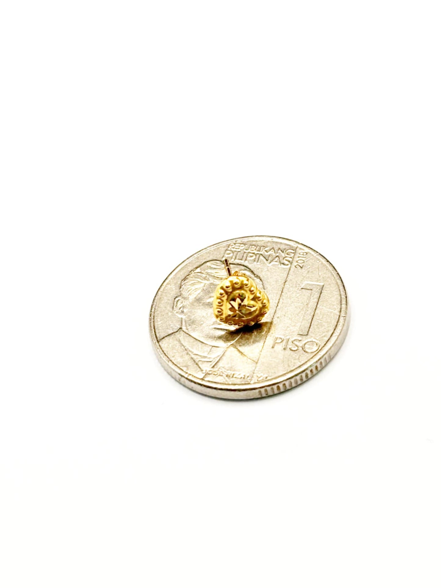 18k Saudi Gold Carved Heart Earring - SKU-3NY2C6A1