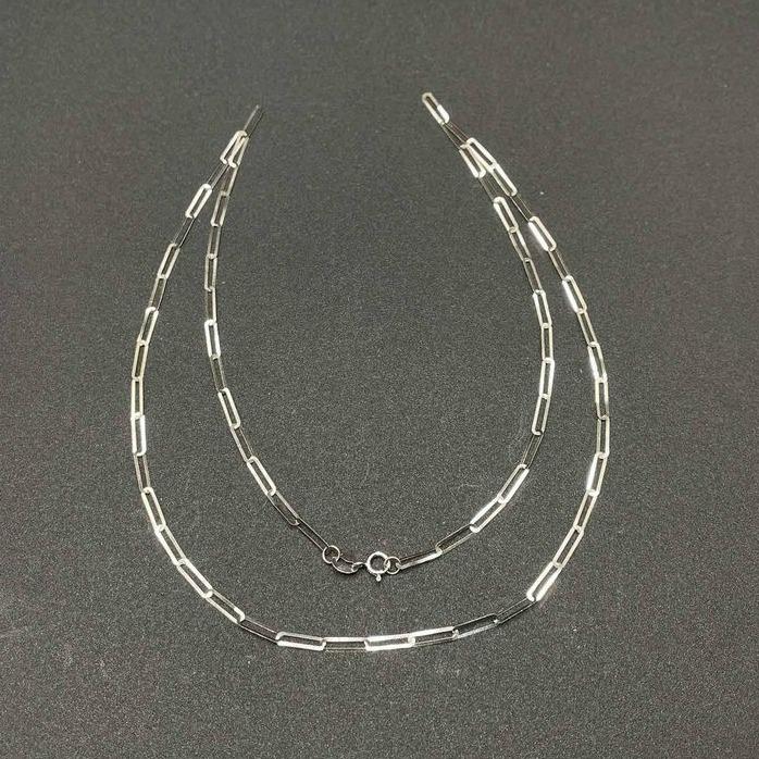 18k Saudi Gold 3mm White Gold Paperclip Chain Solid Pawnable