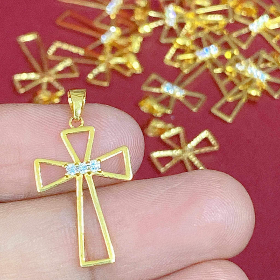 18k Saudi Gold #4 Golden Cross Pendant