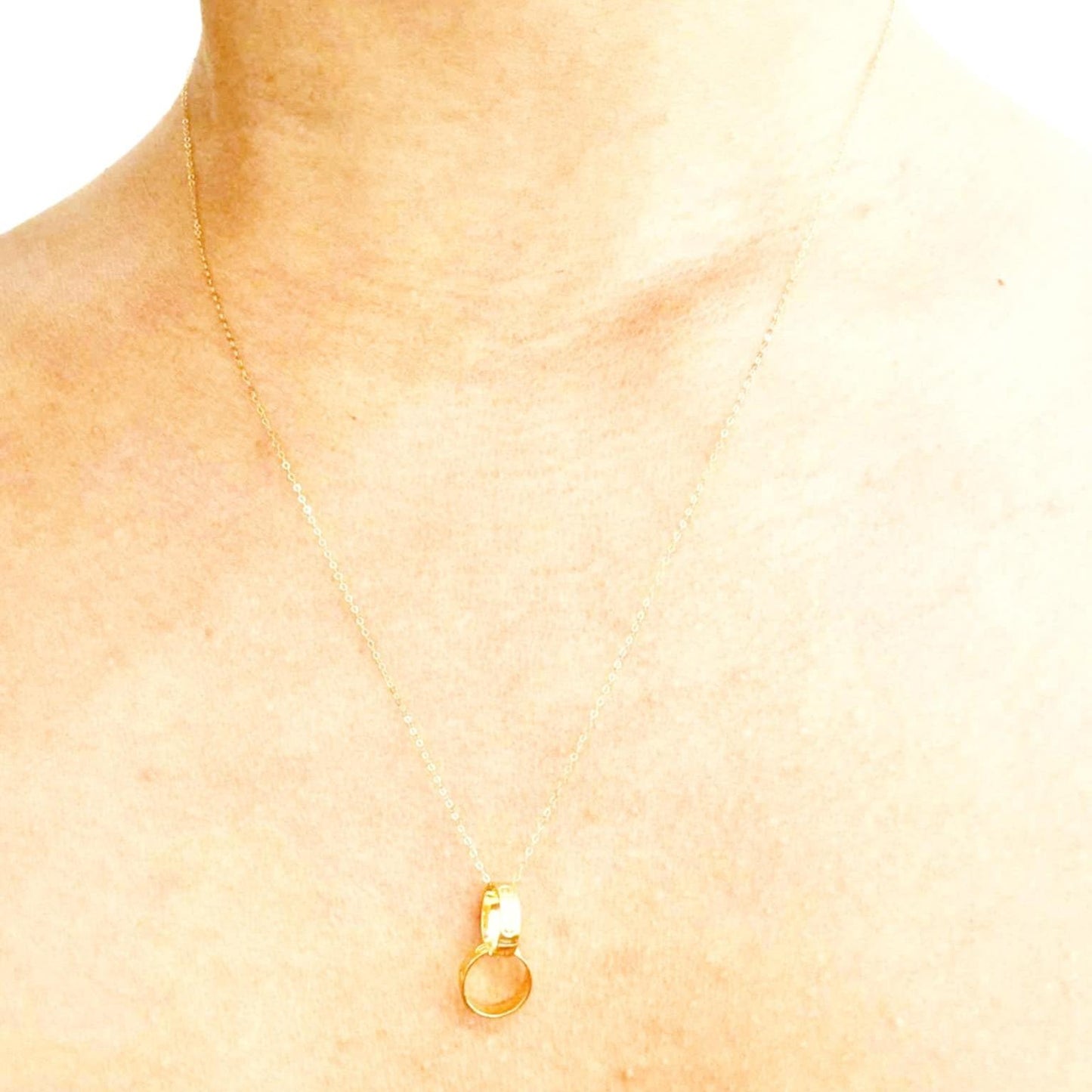 18k Saudi Gold Solid Twin Circle Pendant - SKU-JKZXJRXL
