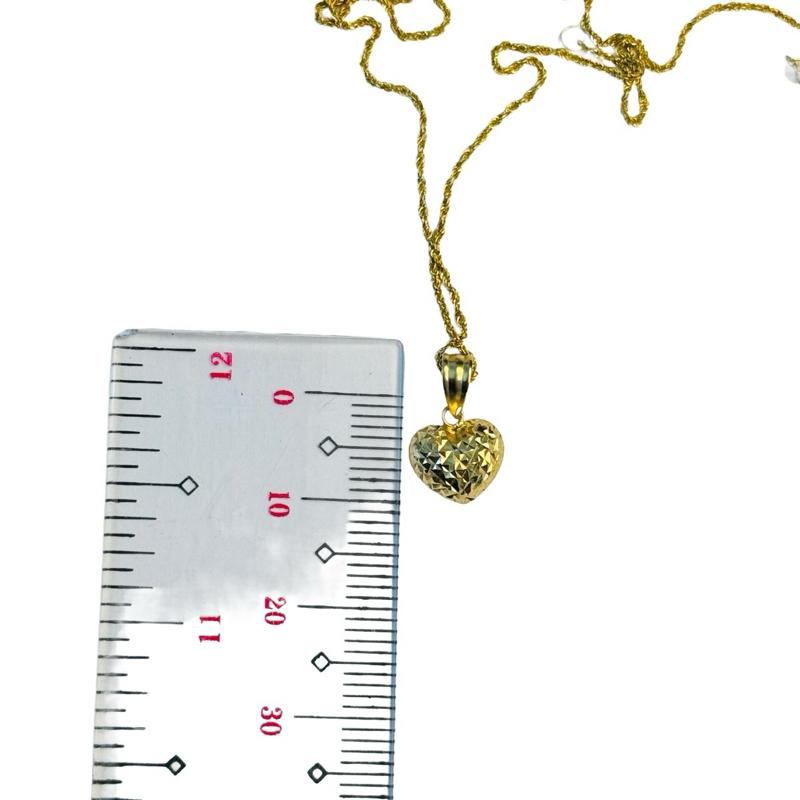 18k Saudi Gold Set Dazzling Heart Open + Rope Chain 16”