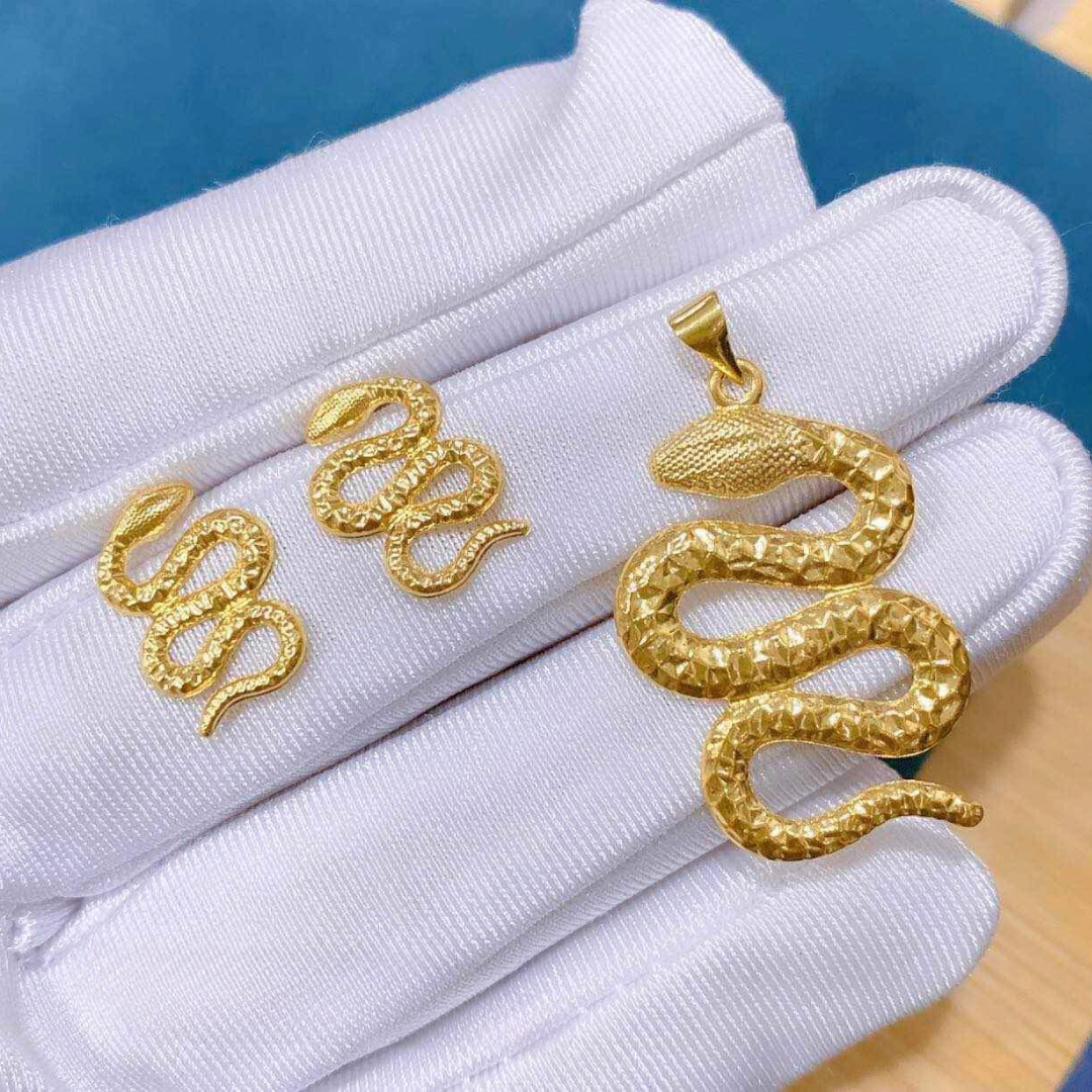18k Saudi Gold Snake Pendant Solid l - SKU-N8947217