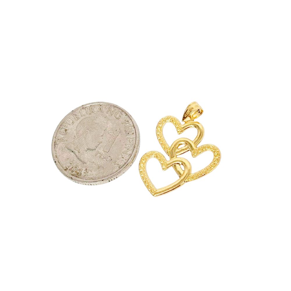 18k Saudi Gold Fenfen Trio Heart Pendant - SKU-RBCPYP7B