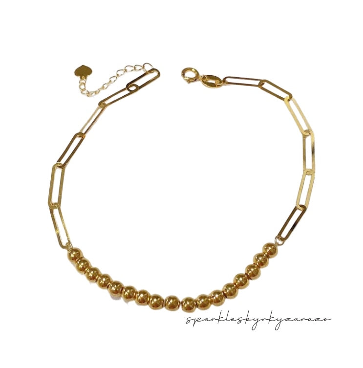 18k Saudi Gold Ball Clip Bracelet - SKU-2VWMEPKE