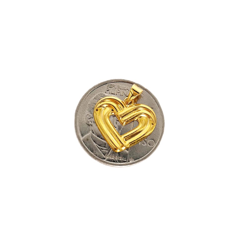 18k Saudi Gold Ensaymada Heart Pendant - SKU-JQB68IF3